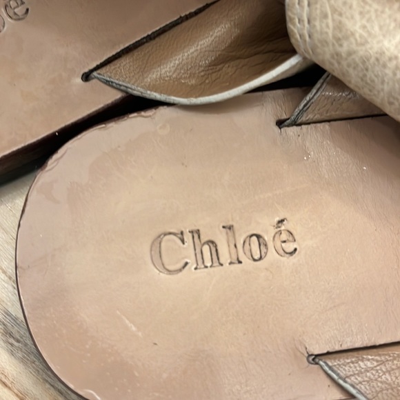 Chloe Flat Sandals Leather Light Beige Size 39 - Picture 3 of 4